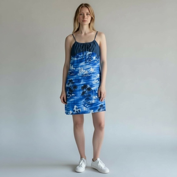 Vintage Dresses & Skirts - Tropical Vintage y2k Spaghetti Strap Dress